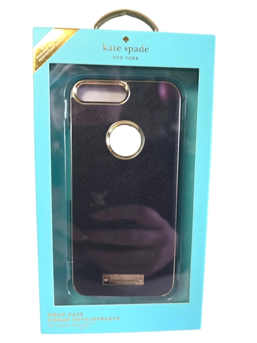 Kate Spade NWT Phone Case Black Saffiano Gold Phone Case in Box- 5.5